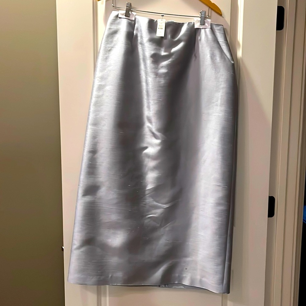 Talbots Silk Dupioni Maxi Length A-line Skirt. Light gray. 14W